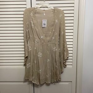 Free People Long Sleeve Romper White Floral